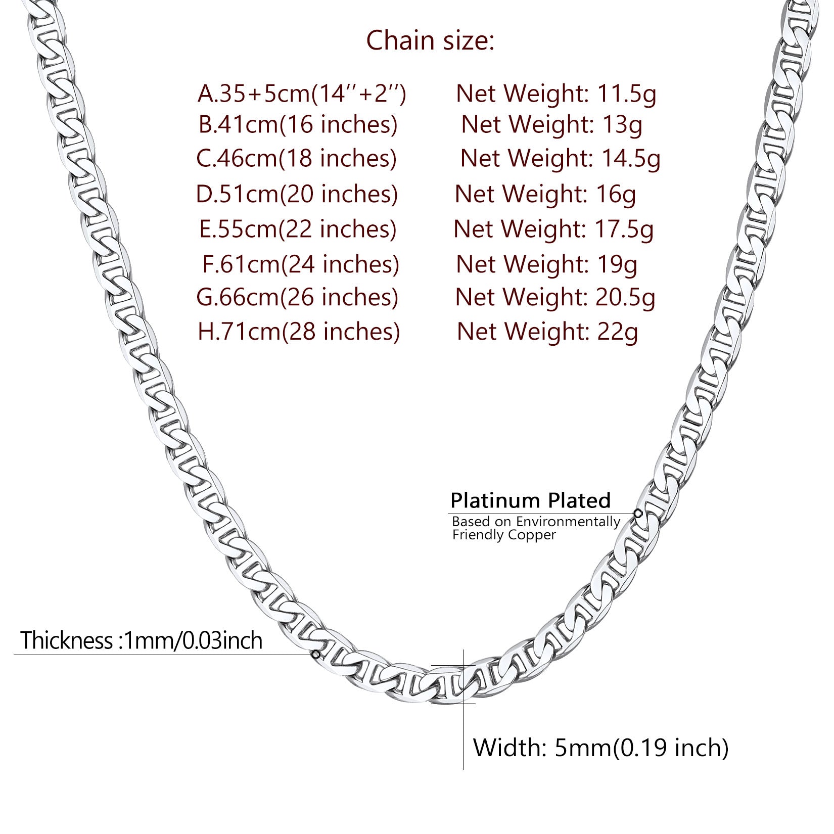 5MM Anchor Marine Chain Link Necklace for Men - FaithHeart Jewelry