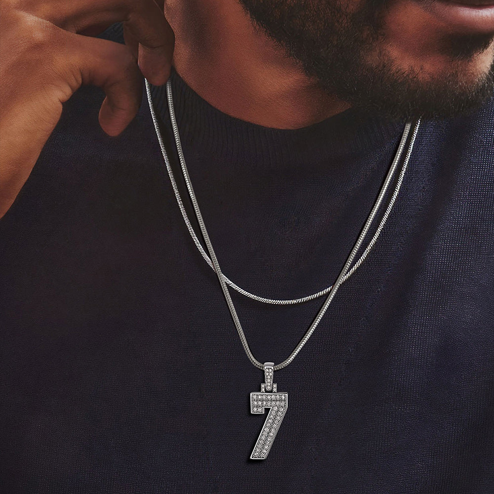 Man wearing 2mm thin stainless steel snake chain necklace