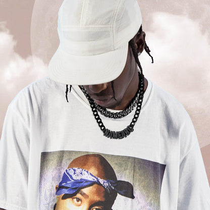 Person wearing a 8MM Custom Name Cuban Chain Necklace