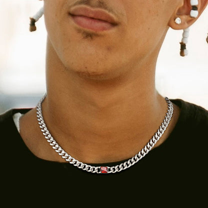  7mm CZ Birthstone Cuban Link Choker Necklace 16 inch