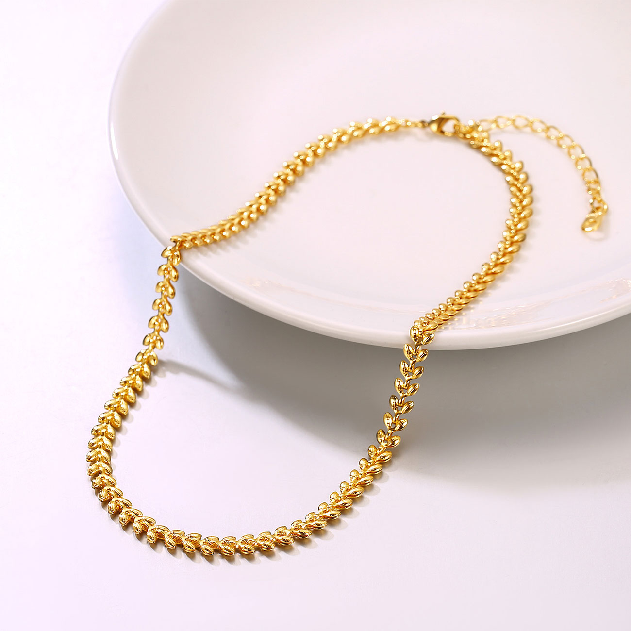 Flash Sale 14 inches Wheat Leaf Chain Choker Necklace