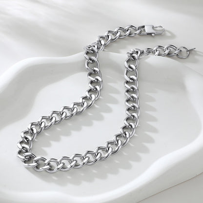 Silver chain bracelet on a white background