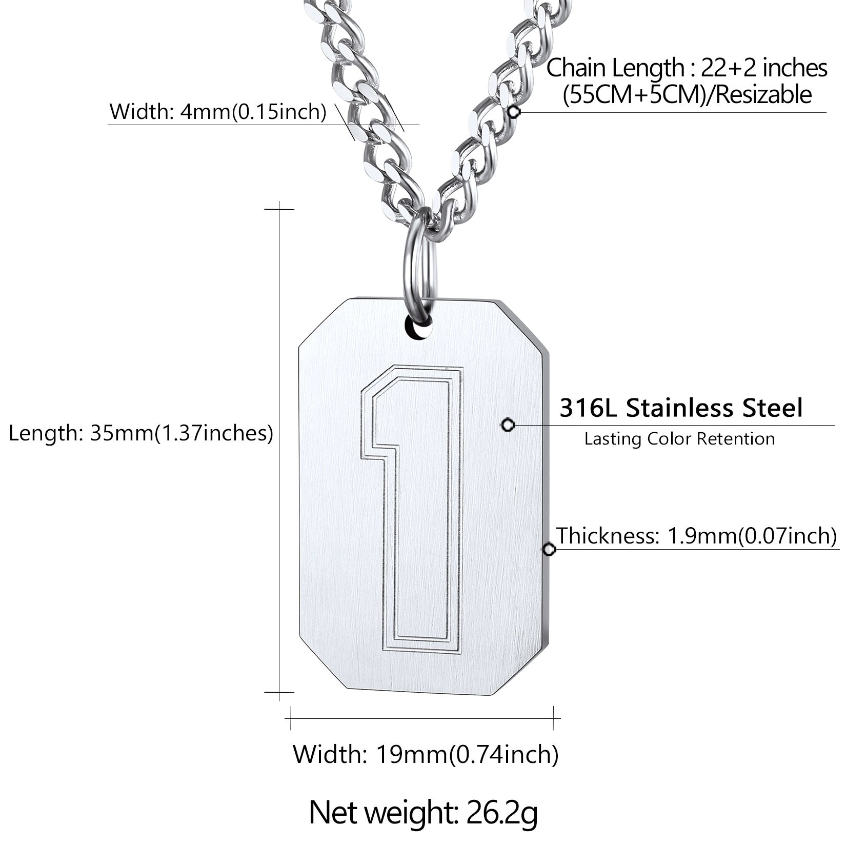 Custom Baseball Jersey Number Dog Tag Necklace for Sport Boys