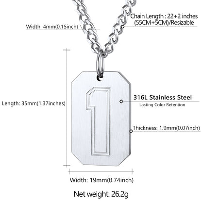  Custom Baseball Jersey Number Dog Tag Necklace for Sport Boys