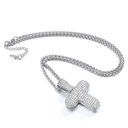  CZ Bubble Letter Initial Necklace for Men Women