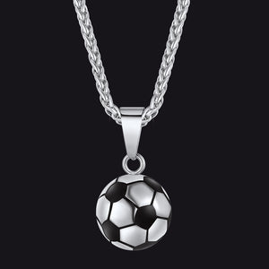 Silver Soccer Football Necklace Sports Pendants for Men Ball Fans