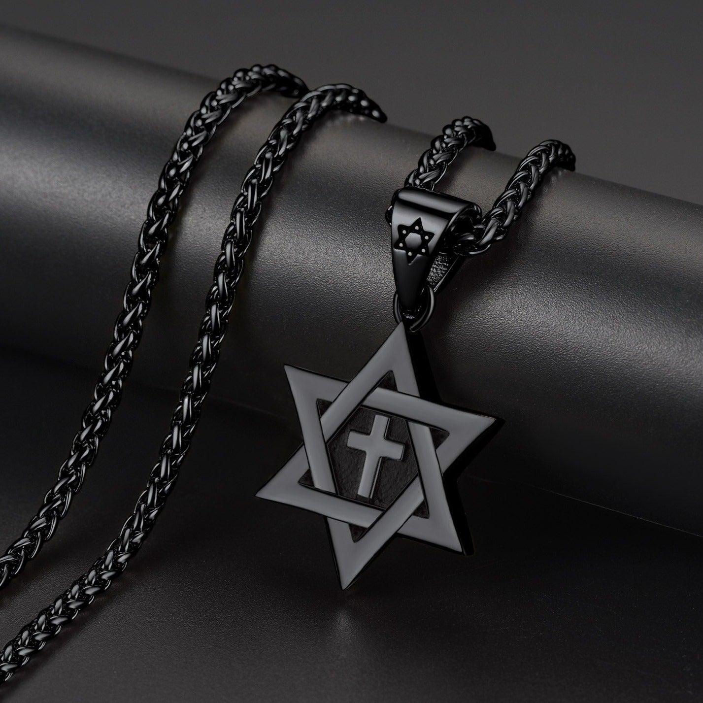 FaithHeart Jewish Star of David With Cross Necklace for Men FaithHeart