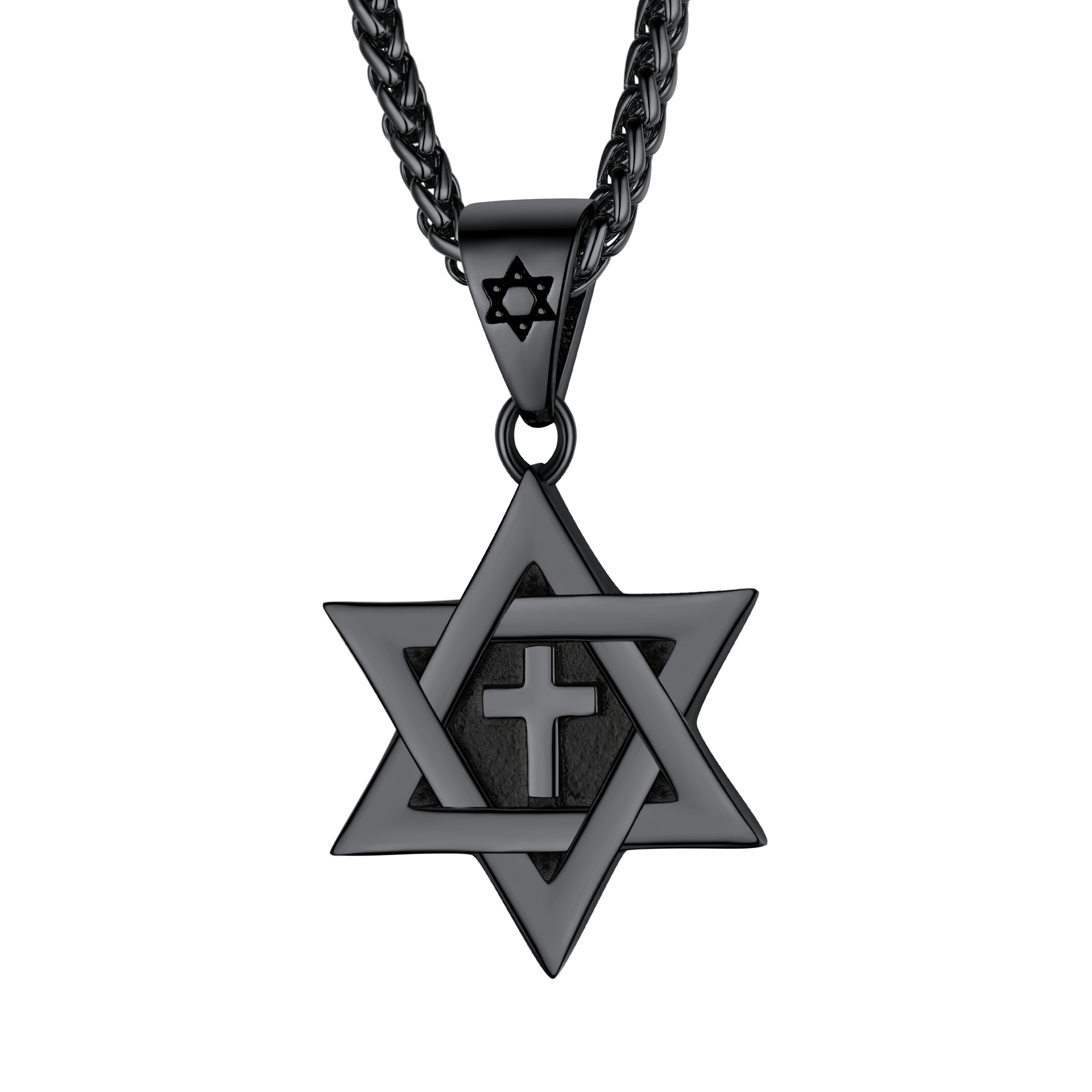 FaithHeart Jewish Star of David With Cross Necklace for Men FaithHeart