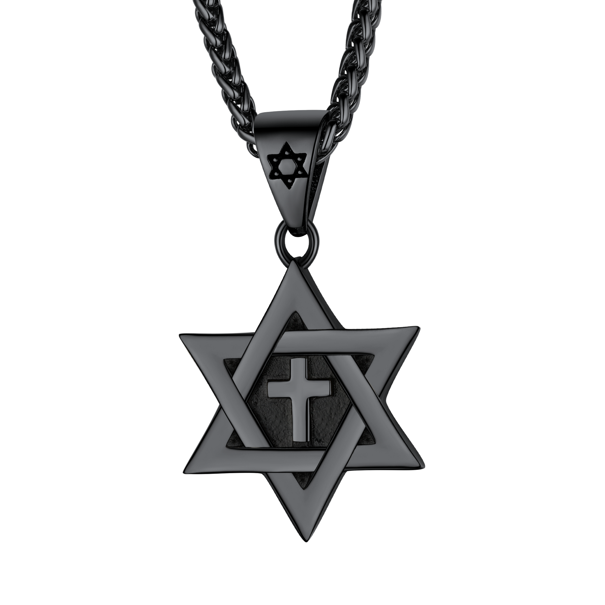 FaithHeart Jewish Star of David With Cross Necklace for Men FaithHeart