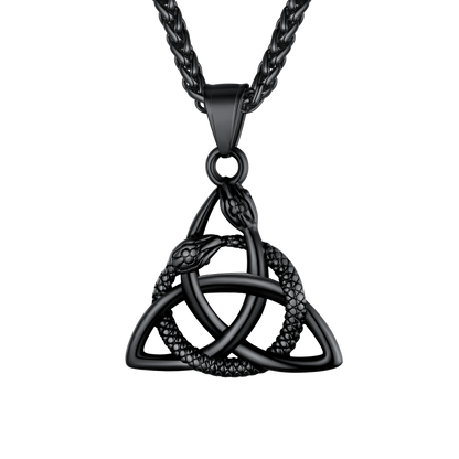 FaithHeart Celtic Trinity Knot Snake Pendant Necklace For Men FaithHeart