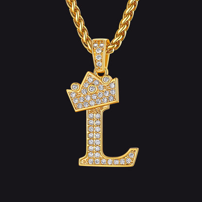 Gold L initial CZ Cuban chain necklace for men and women