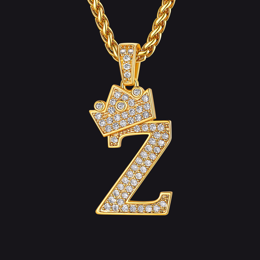 Gold Z initial CZ Cuban chain necklace for men and women