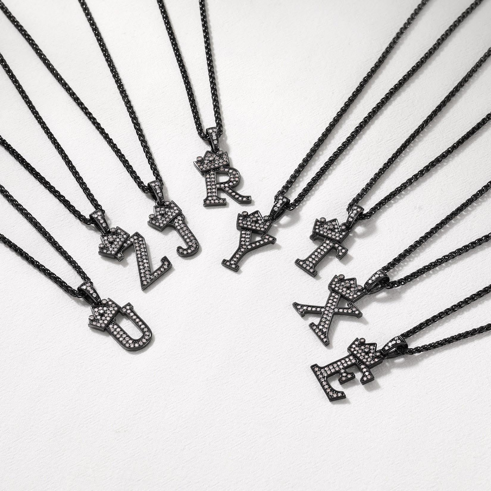 A¨CZ initial Cuban chain necklace 