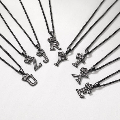 A¨CZ initial Cuban chain necklace 
