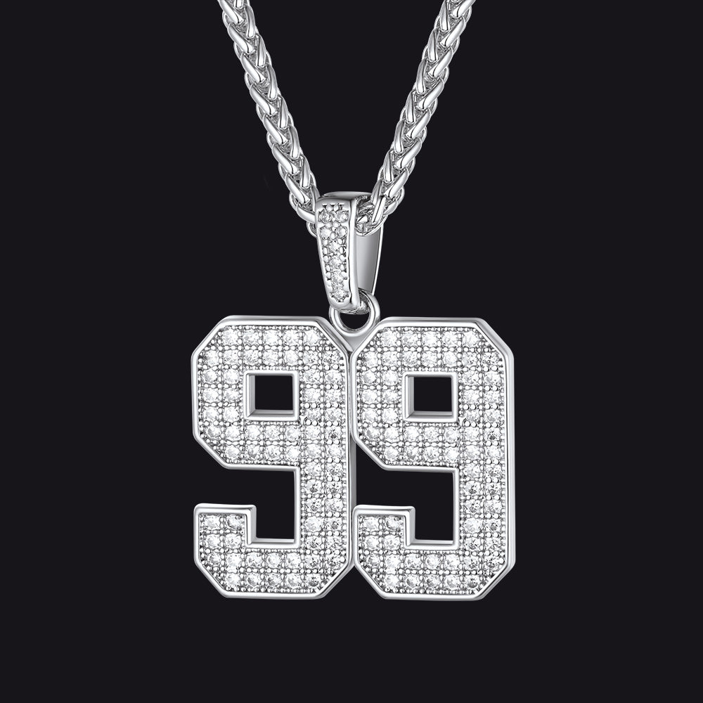 Silver Cubic Zirconia Custom Number Necklace