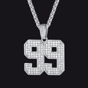 Silver Cubic Zirconia Custom Number Necklace