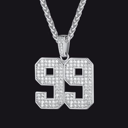 Silver Cubic Zirconia Custom Number Necklace
