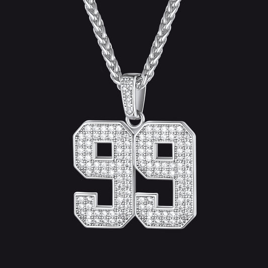 Silver Cubic Zirconia Custom Number Necklaceimg
