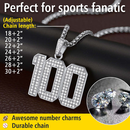 Custom Jersey Number Necklace with CZ for Men, Awesome number charms in many size,FaithHeart Jewelry