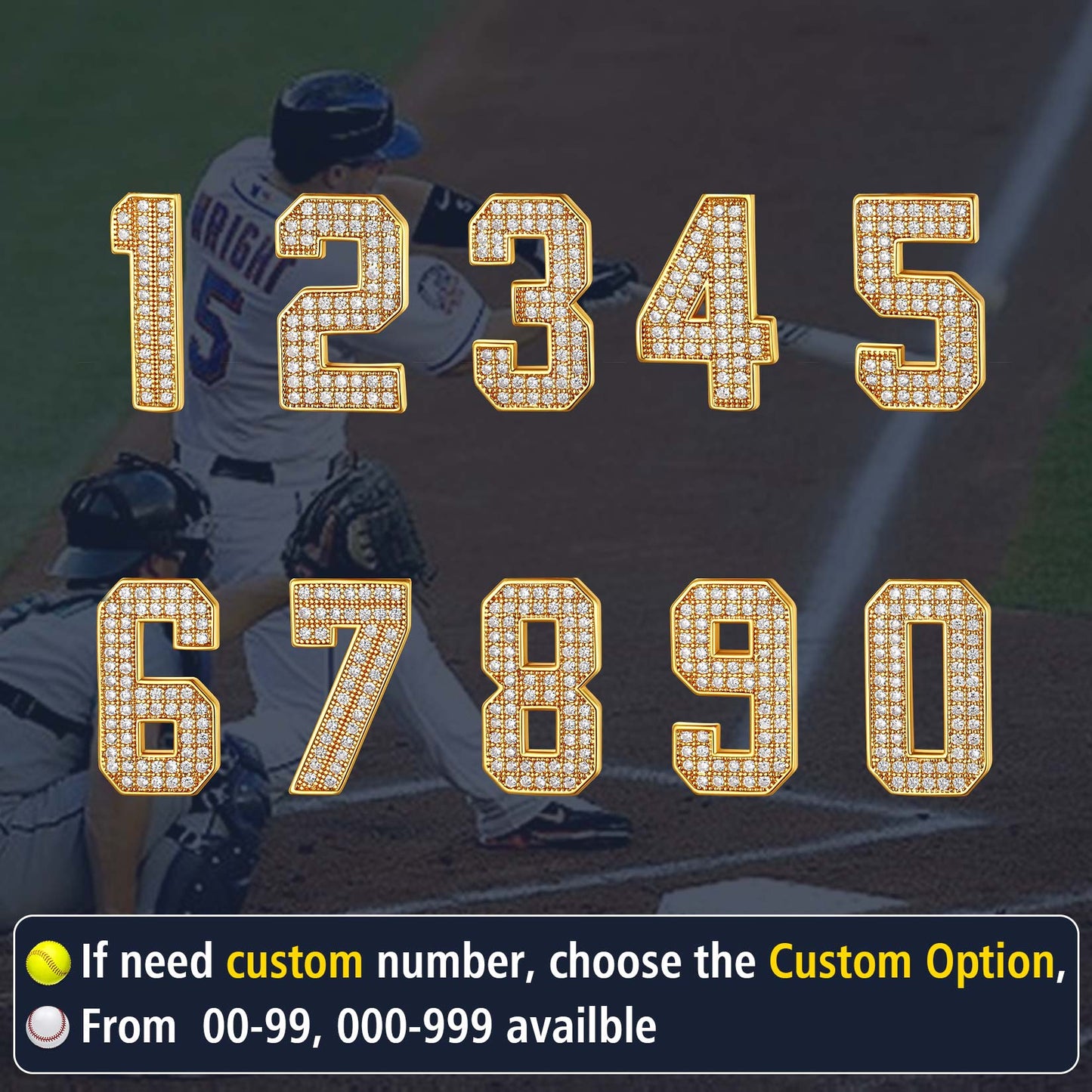 Custom Jersey Number Necklace with CZ for Men in Different Number FaithHeart Jewelry  in Different Number