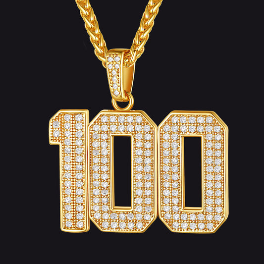 Custom Jersey Number Necklace with CZ for Menimg