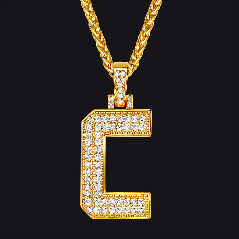 FaithHeart Cubic Zirconia Number Letter Pendant Lucky Jewelry Necklace FaithHeart