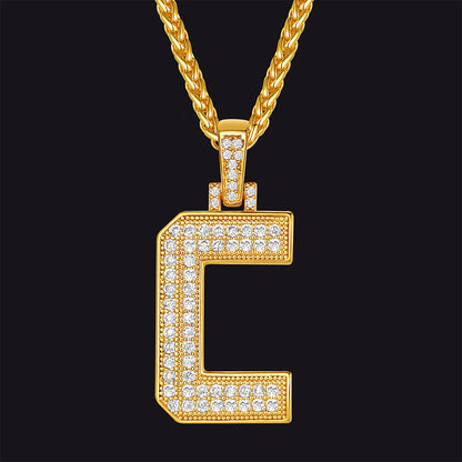 FaithHeart Cubic Zirconia Number Letter Pendant Lucky Jewelry Necklace FaithHeart