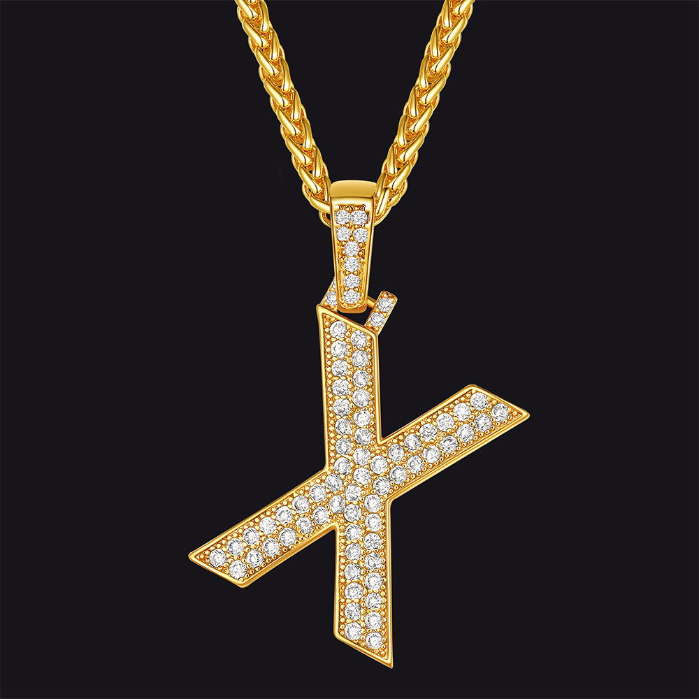 FaithHeart Cubic Zirconia Number Letter Pendant Lucky Jewelry Necklace FaithHeart