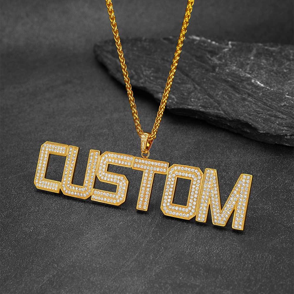 FaithHeart Bling Personalized Name Necklaces Cubic Zirconia Gold Plated Hip Hop Jewelry FaithHeart