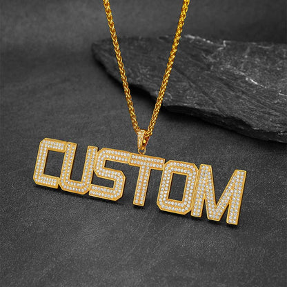 FaithHeart Bling Personalized Name Necklaces Cubic Zirconia Gold Plated Hip Hop Jewelry FaithHeart