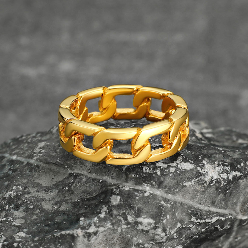 Chunky Cuban Link Ring For Men Stainless Steel