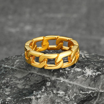 Chunky Cuban Link Ring For Men Stainless Steel