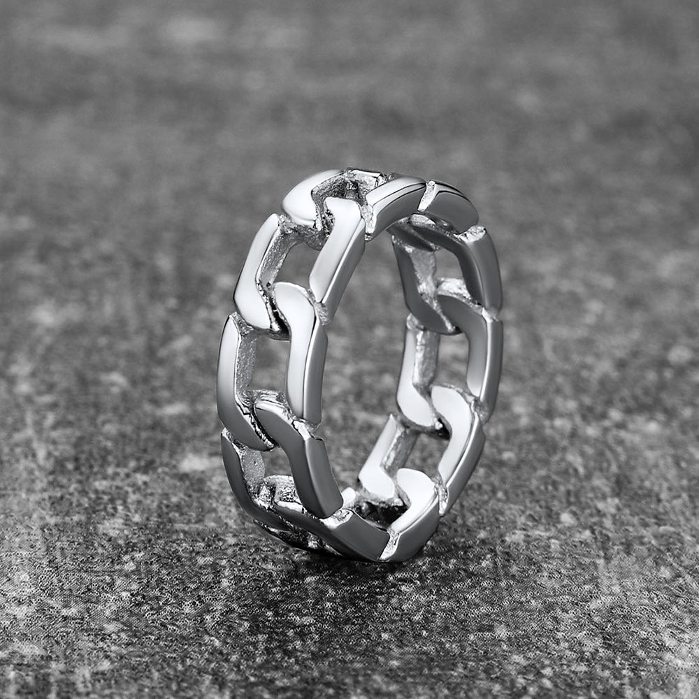 Chunky Cuban Link Ring For Men Stainless Steel