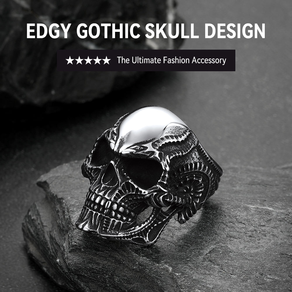 FaithHeart Gothic Skull Stainless Steel Ring FaithHeart