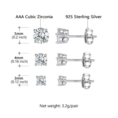 Earring set with AAA Cubic Zirconia and 925 Sterling Silver details on a white background