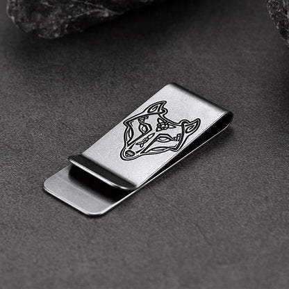 Viking Fenrir Wolf Celtic Knot MoneyClip Slim Credit Card Holder