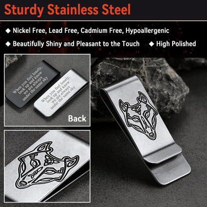 Viking Fenrir Wolf Celtic Knot MoneyClip Slim Credit Card Holder