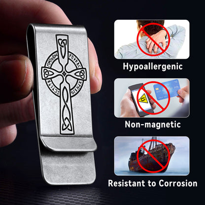 Viking Rune Celtic Cross Money Cash Clip Slim Credit Card Holder