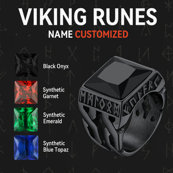 Gemstone Runes Band Rings