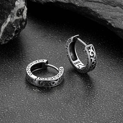 Sterling Silver Vine Celtic Huggie Hoop Earrings for Men