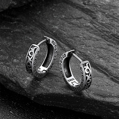 Sterling Silver Vine Celtic Huggie Hoop Earrings for Men