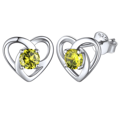 Sterling Silver Celtic Knot Birthstone Stud Earrings Birthday Gifts