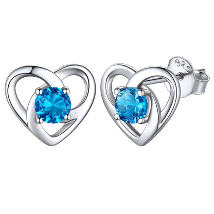 Sterling Silver Celtic Knot Birthstone Stud Earrings Birthday Gifts