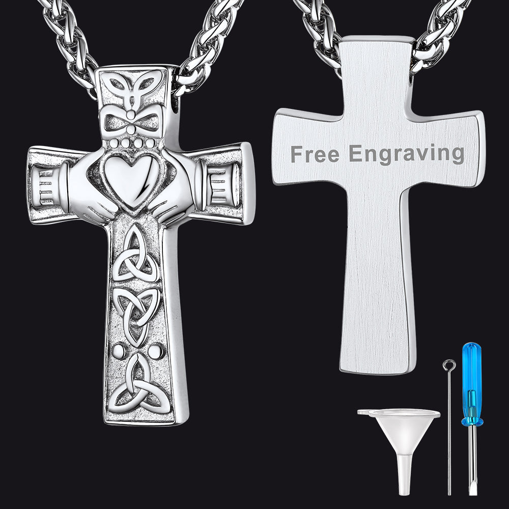 Custom Celtic Cross Urn Cremation Pendant Necklace Ashes
