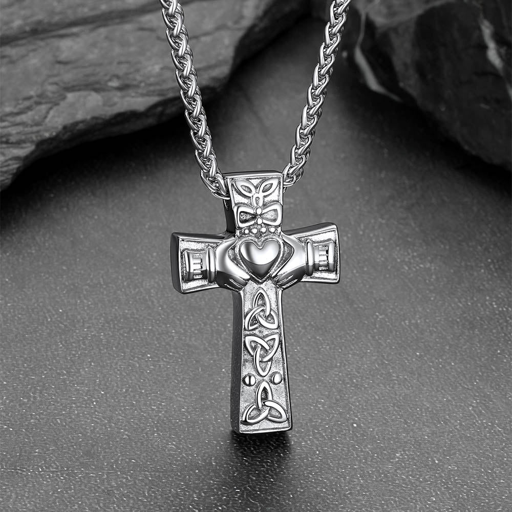 Custom Celtic Knot Cross Urn Cremation Pendant Necklace for Ashes