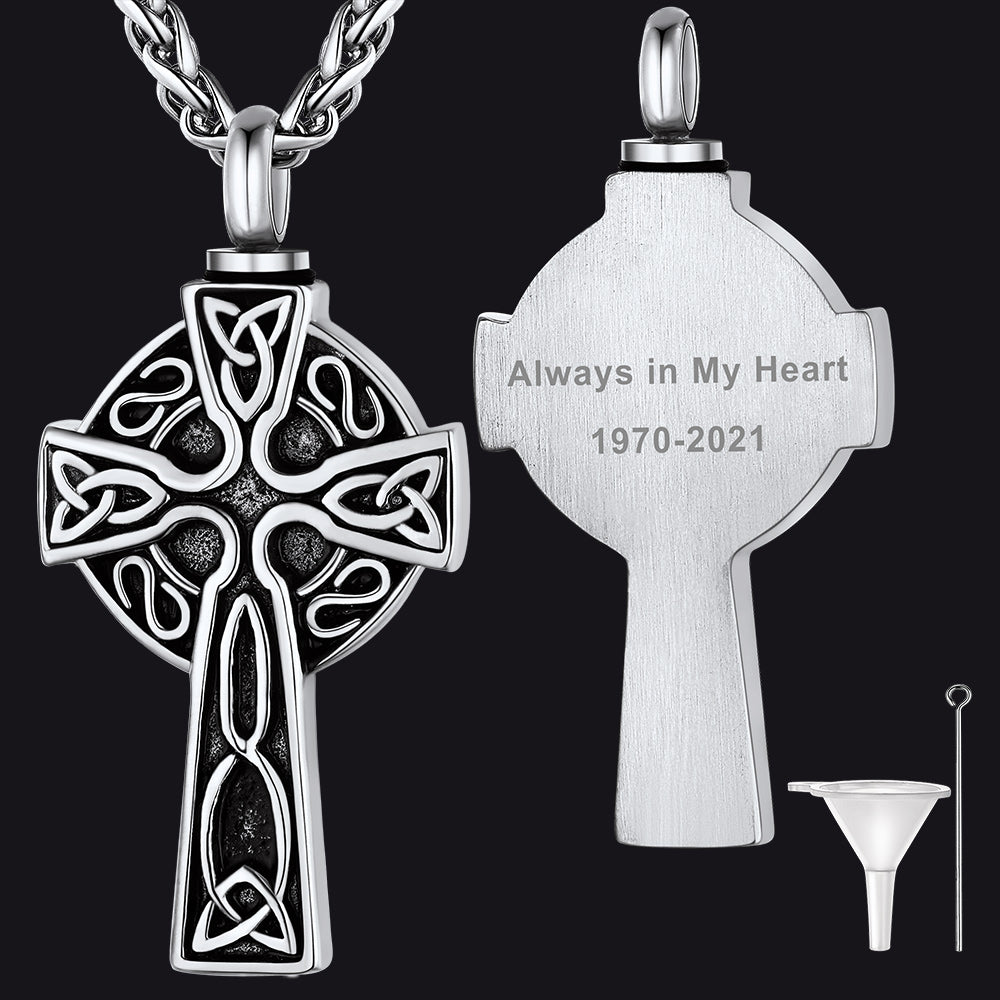 Celtic Knot Cross Urn Necklace for Ashes Cremation Jewelry