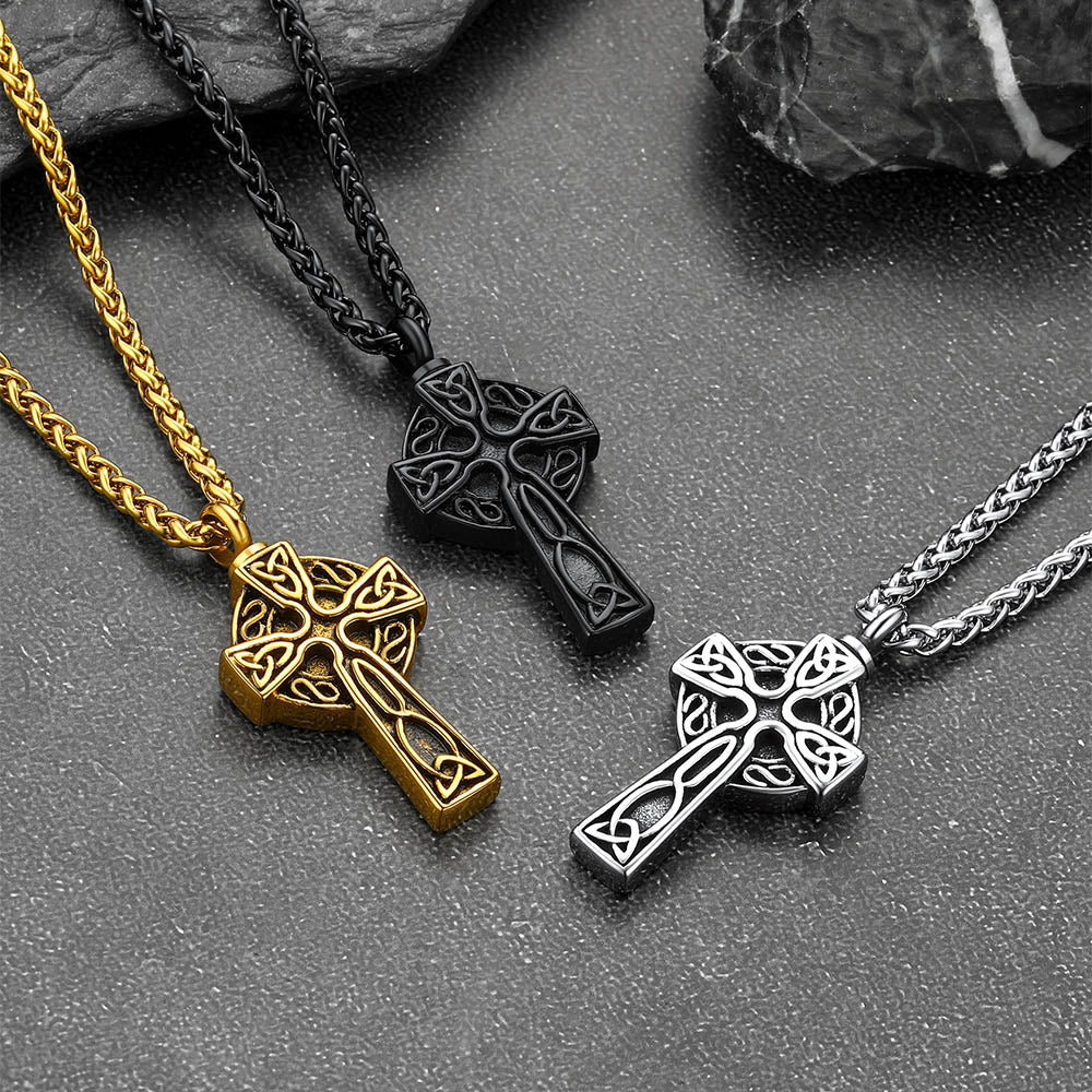 Celtic Knot Cross Urn Necklace for Ashes Cremation Jewelry