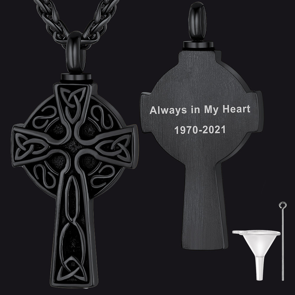 Custom Celtic Cross Urn Necklace Ashes Cremation