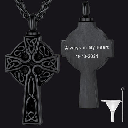 Celtic Knot Cross Urn Necklace for Ashes Cremation Jewelry