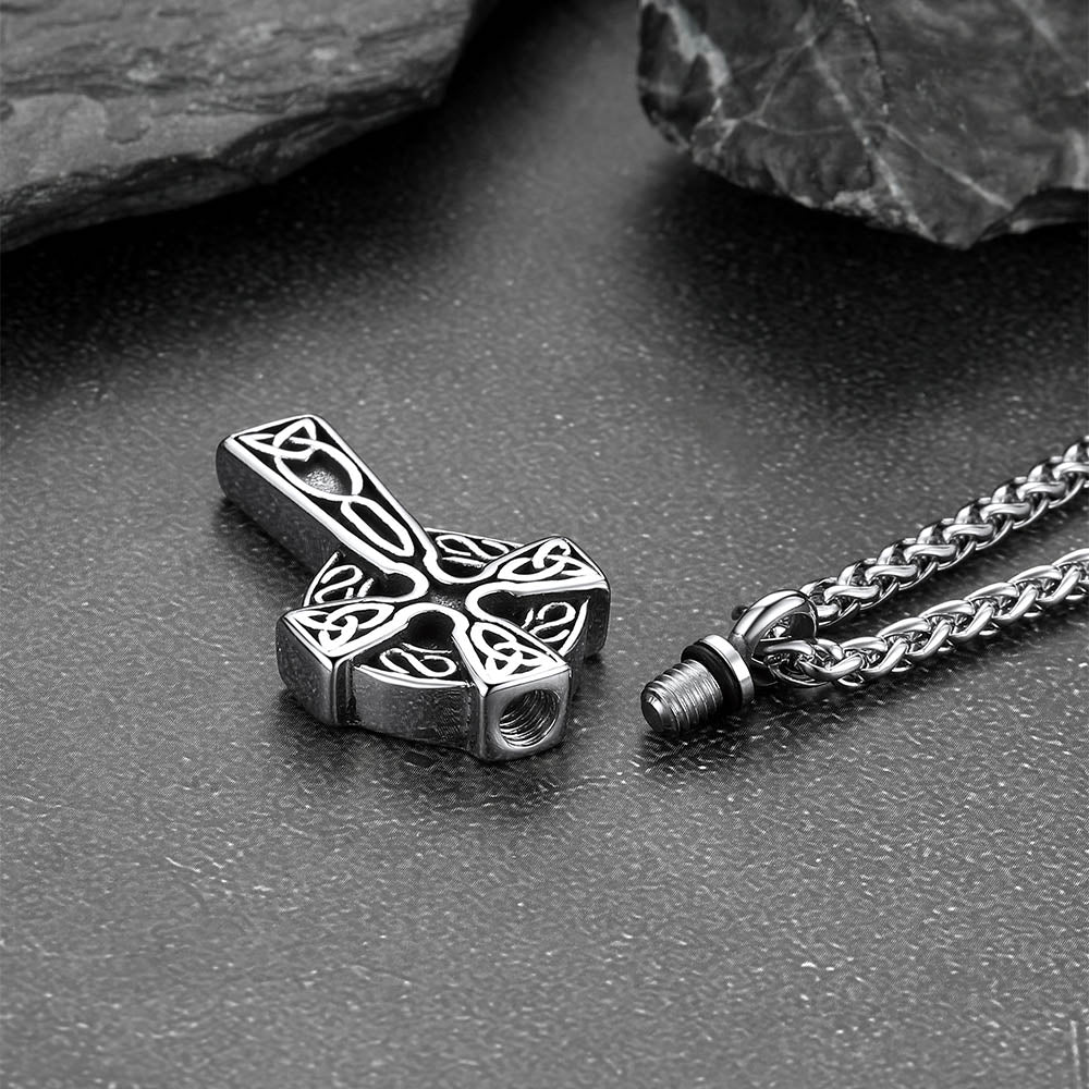 Celtic Knot Cross Urn Necklace for Ashes Cremation Jewelry